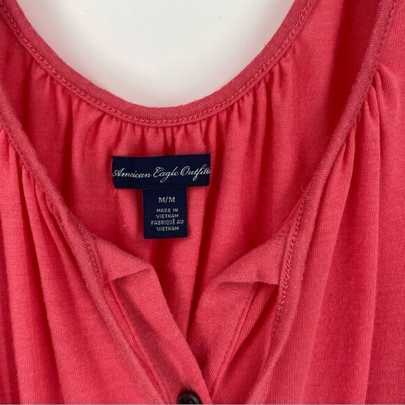 American Eagle Women’s Scoop Neck Button Front Sleeveless Pink Tank Top size M - Picture 2 of 3